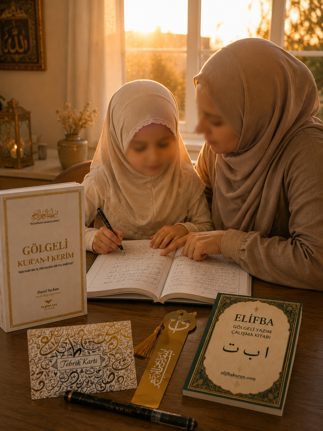 Gölgeli Kur'an-ı Kerim Seti | Yazarak Öğren | Silinebilir Kalem + Gölgeli Elifba Hediyeli